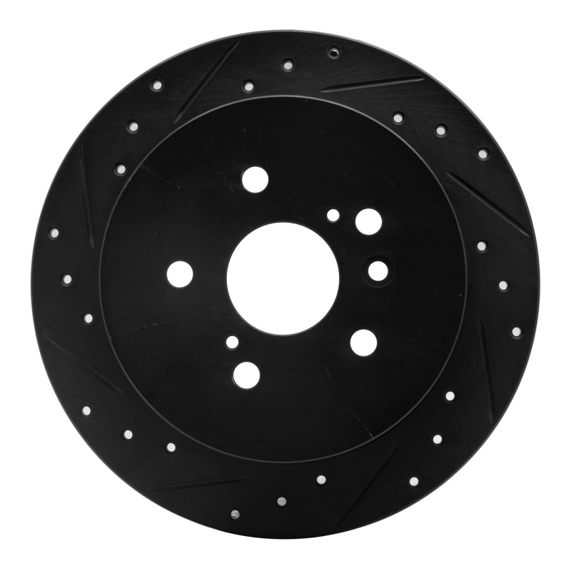 Toyota Venza Brake Rotor (1) - Rear Left - R1 Concepts - Drilled & Slotted - Black - `09-`15